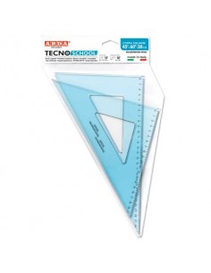 Coppia squadre ARDA Linea Tecnoschool plastica azzurro trasparente Formato 45° e 60° 30 cm  conf. 2 pezzi - 60330SS