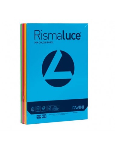 Carta colorata Favini Rismaluce colori forti 90 g/m² A4 mix 8 colori - Risma da 300 fogli - A66X314