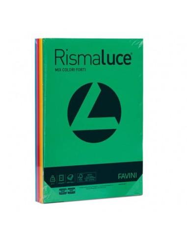 Carta colorata Favini Rismaluce colori forti 140 g/m² A4 mix 6 colori Risma da 200 fogli - A65X214