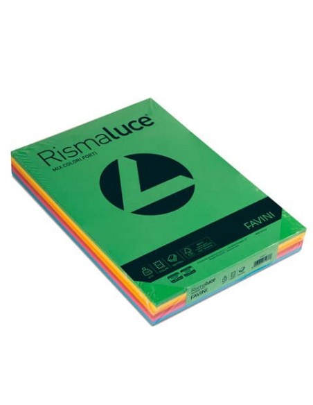 Carta colorata Favini Rismaluce colori forti 140 g/m² A3 mix 6 colori - Risma da 200 fogli - A65X213