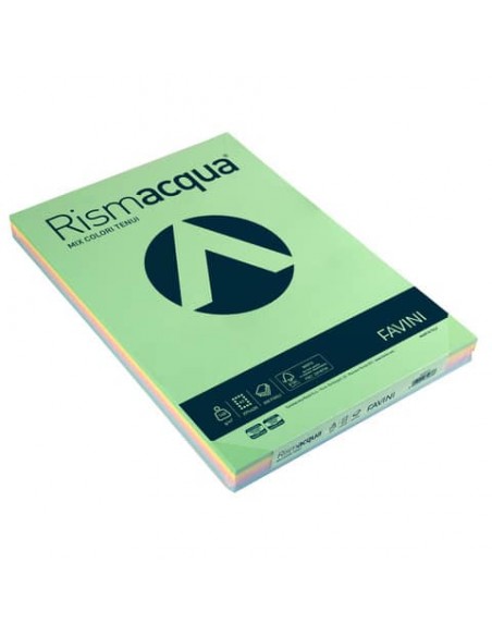 Carta colorata Favini Rismacqua colori tenui 140 g/m² A3 mix 5 colori - Risma da 200 fogli - A65X223