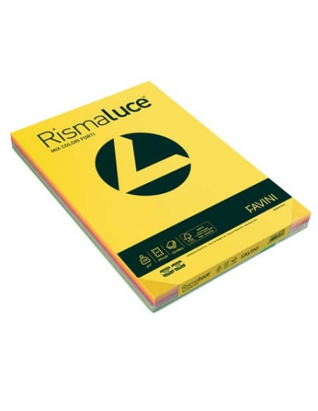Carta colorata Favini Rismaluce colori forti 200 g/m² A3 mix 8 colori - Risma da 125 fogli - A67X113
