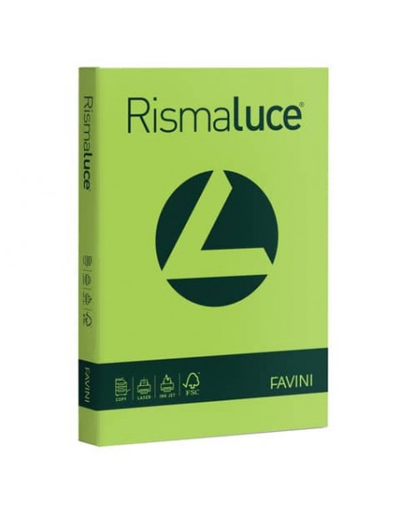 Carta colorata Favini Rismaluce colori forti 200 g/m² A4 pistacchio - Risma da 125 fogli - A67M104