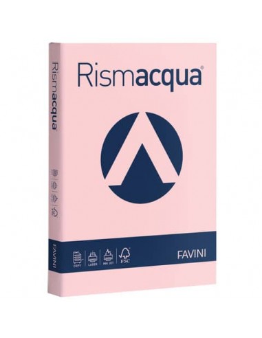 Carta colorata Favini Rismacqua colori tenui 200 g/m² A4 rosa 10 - Risma da 125 fogli - A67S104