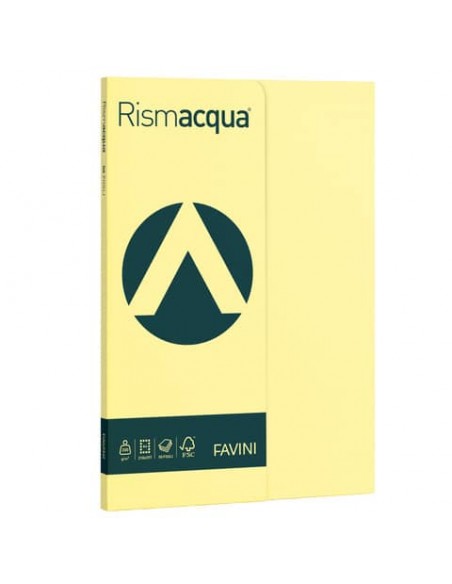 Carta colorata Favini Rismacqua colori tenui 200 g/m² A4 giallo chiaro 07 - Risma 50 fogli - A692544