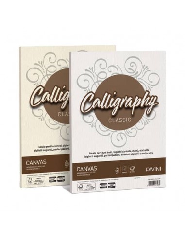 Carta canvas FAVINI Calligraphy per lettere ruvido su entrambi i lati 100 g/m² A4 bianco 01  50 fogli - A690214
