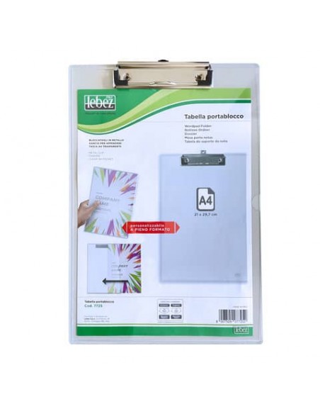 Tavoletta portablocco Lebez A4 trasparente per doppia lettura 7725