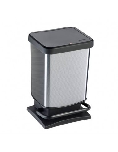 Cestino gettacarte Rotho PASO Metal rettangolare a pedale silver - 20 L - F600051