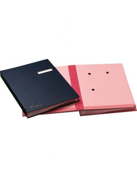 Libro firma 18 intercalari FRASCHINI 24x34 cm similpelle con porta etichetta intercambiabile blu - 618-D-DB