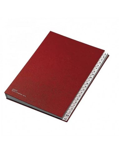 Classificatore alfabetico FRASCHINI 24x34 cm in cartoncino con 22 scomparti rosso - 640-E-DR