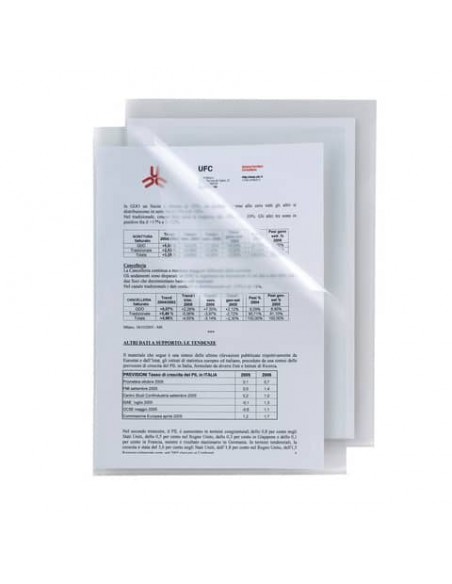 Cartelline a L in PP Sei Rota Poli 150 A4 trasparente - alto spessore - conf. 50 pezzi - 662303