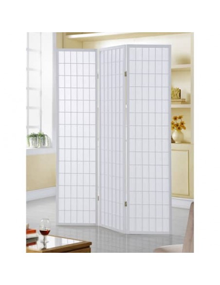 Paravento a 3 ante Serena Group in legno e carta di riso bianco 130