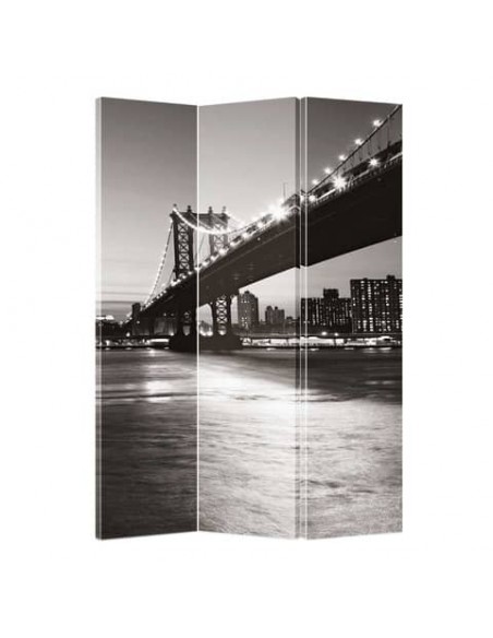 Paravento a 3 ante Serena Group in legno e carta di riso fantasia Brooklyn 120x180 cm - NY-1068-3