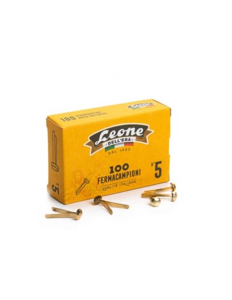 Fermacampioni Leone Dell'Era in acciaio testa bombata N.5 25 mm ottone scatola da 100 pz. - FC5