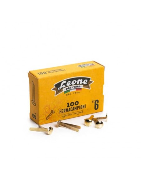 Fermacampioni Leone Dell'Era in acciaio testa bombata N.6 27 mm ottone scatola da 100 pz. - FC6