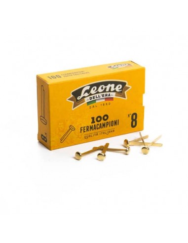 Fermacampioni Leone Dell'Era in acciaio testa bombata N.8 38 mm ottone scatola da 100 pz. - FC8