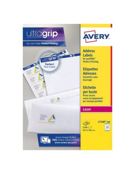 Etichette bianche per indirizzi AVERY Ultragrip™ 63