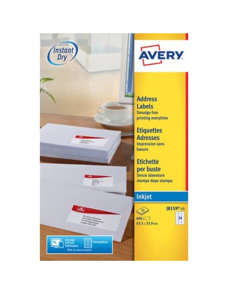 Etichette bianche per buste AVERY QuickDRY™ 63