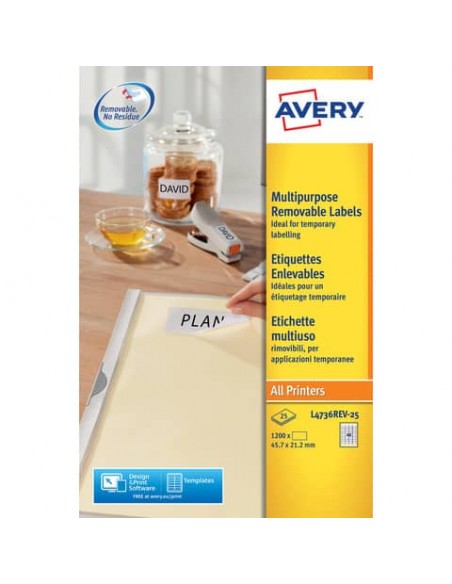 Etichette bianche rimovibili AVERY 45