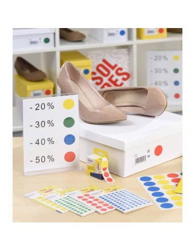 Etichette rotonde colorate AVERY blu Ø 8 mm - 70 et/foglio - scrivibili a mano - bustina da 7 fogli - PSA08B