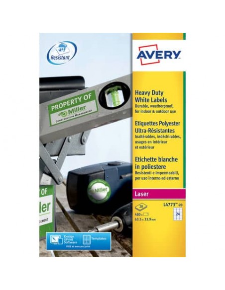 Etichette permanenti poliestere bianche Avery 63