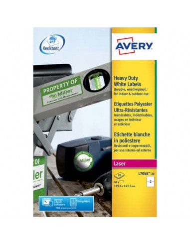 Etichette permanenti poliestere bianche Avery 199