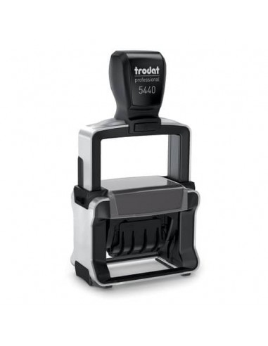 Datario autoinchiostrante con testo personalizzabile TRODAT Professional 5440 in acciaio 49x28 mm nero - 120502