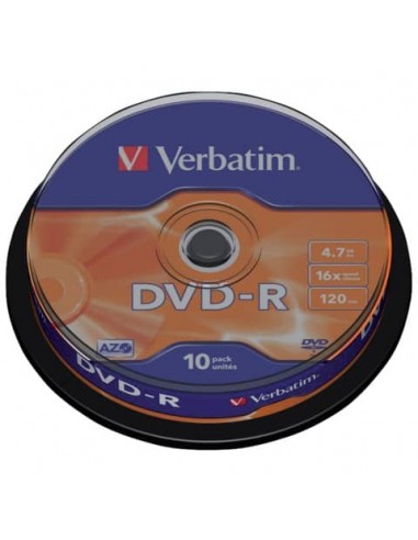 DVD-R Verbatim 16x 4.7 GB Spindle Case in confezione da 10 dvd - 43523