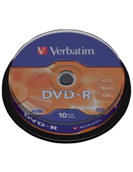DVD-R Verbatim 16x 4.7 GB Spindle Case in confezione da 10 dvd - 43523