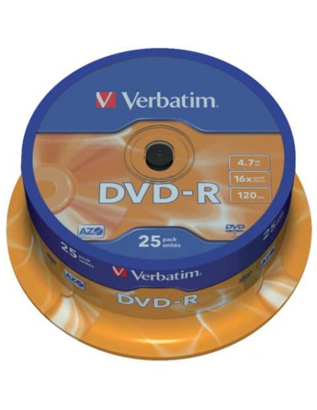 DVD-R Verbatim 16x 4.7 GB Spindle Case in confezione da 25 dvd - 43522