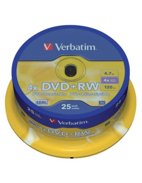 DVD+RW Verbatim 4x 4.7 GB  in confezione da 25 dvd+rw - 43489