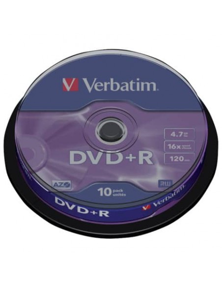 DVD+R Verbatim 16x 4.7 GB Spindle Case da 10 dvd-r - 43498
