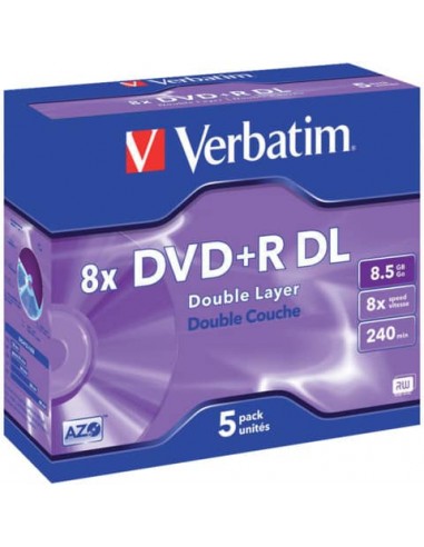 DVD+R Double Layer Verbatim Jewel case 8.5 GB - velocità 8x conf. da 5 - 43541