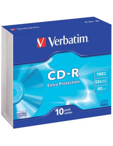 CD-R Extra Protection Verbatim 700 MB 52x Slim Case conf. da 10 - 43415