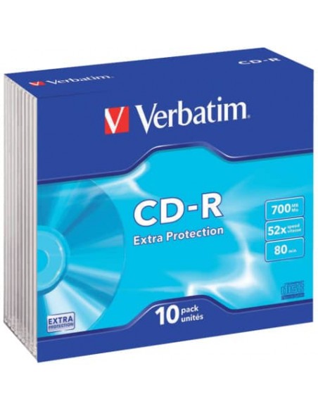 CD-R Extra Protection Verbatim 700 MB 52x Slim Case conf. da 10 - 43415