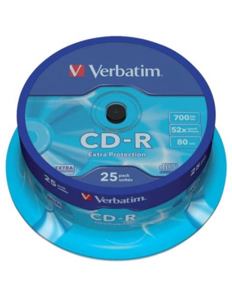 CD-R Extra Protection Verbatim 700 MB 52x Spindle Case da 25 cd-r - 43432