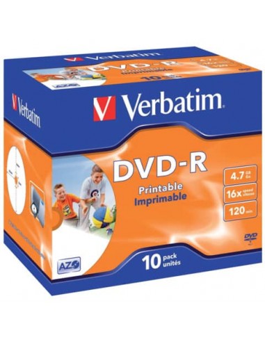 DVD-R Verbatim standard stampabile 4.7 GB - Velocità 16x Jewel Case conf. da 10 - 43521