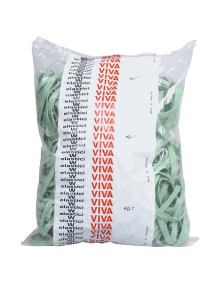 Fettucce Elastiche Viva in busta in gomma naturale verde 100x8 mm conf.1000 gr - F8x100