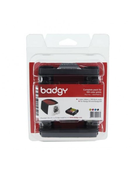 Kit di stampa per badge Evolis Badgy con 100 schede in Pvc da 0