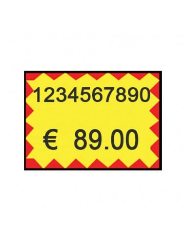 Etichette per prezzatrice Printex f.to 26x19 mm giallo/rosso permanenti conf 10 rotoli da 600 etich. - B10/2619/FPGSTF