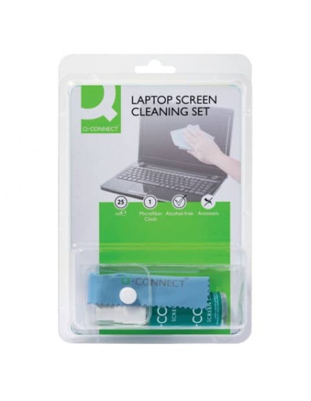 Kit pulizia laptop Q-Connect Spray da 25 ml + panno KF32158A