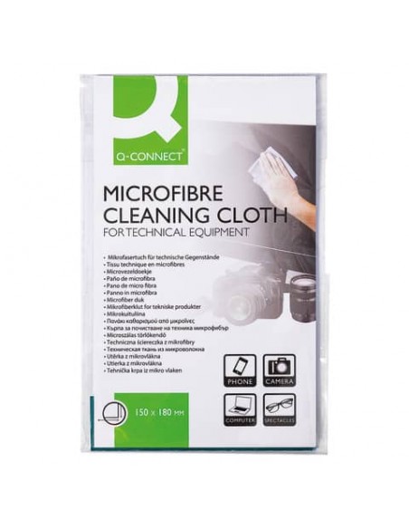 Panno pulizia in microfibra Q-Connect per occhiali-Cd-Dvd in busta richiudibile - KF32157A