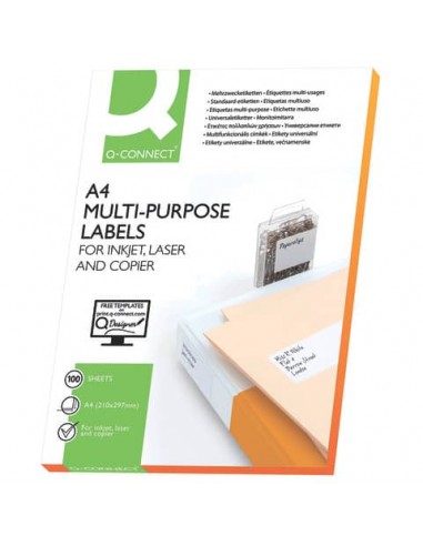 Etichette universali Q-Connect bianco 70x25 mm - 33 et./foglio - conf. da 100 fogli - KF10640