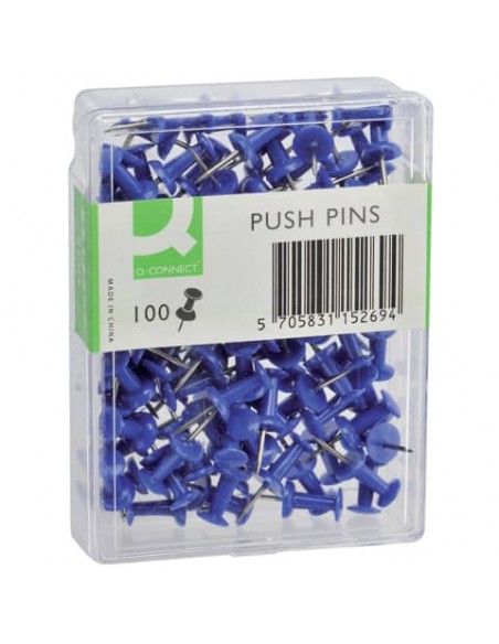 Spilli per bacheca Q-Connect blu  Scatola da 100 pezzi - KF15269