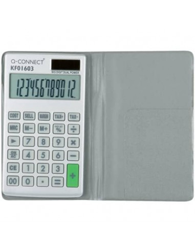 Calcolatrice tascabile solare e batteria Q-Connect - 12 cifre - grigio KF01603