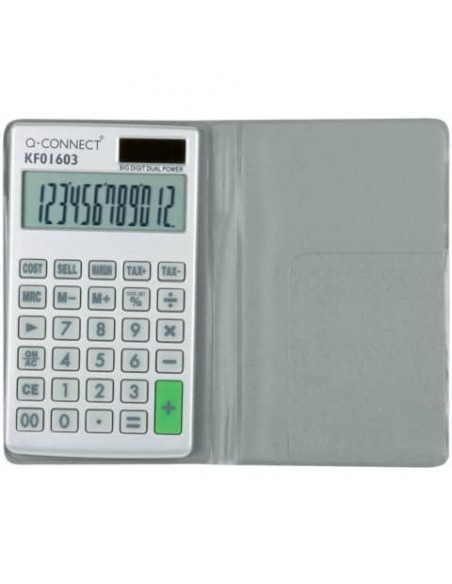 Calcolatrice tascabile solare e batteria Q-Connect - 12 cifre - grigio KF01603