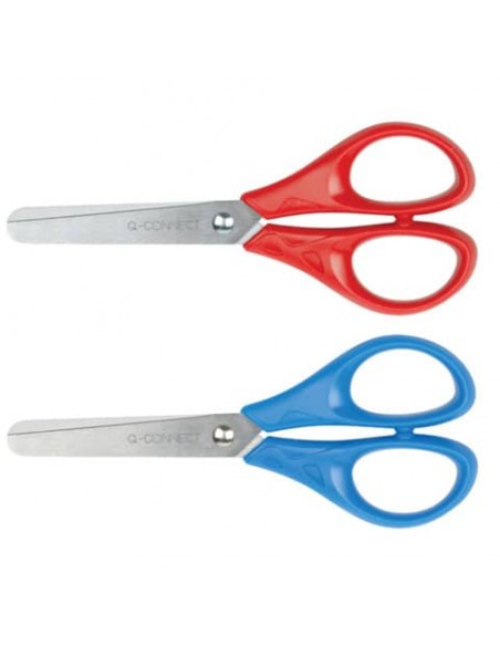 Forbici per découpage Q-Connect acciaio punta rotonda colori assortiti rosso e blu 13 cm - KF15295