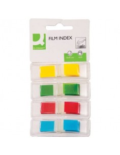 Segnapagina Q-Connect neon 12x45 mm 4 colori trasparenti blister 4 blocchetti da 35 - KF03631