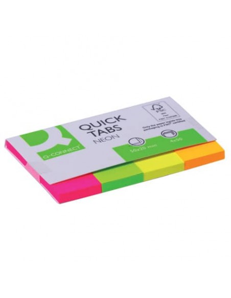 Segnapagina Q-Connect Index Marker neon 20x50 mm assortiti dispenser 4 blocchetti da 50 - KF01226