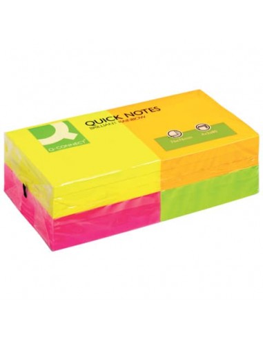 Foglietti riposizionabili Q-Connect 70 g/m² assortiti neon 76x76 mm 12 blocchetti da 80 ff - KF10508